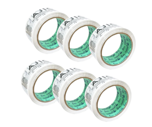 Ajio Tape 2 inch x 65 meter (Pack of 6) - Front Side View Strong Adhesive for Packaging