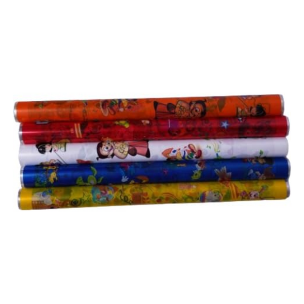 Cartoon Print Notebook Cover Sheet Roll  14inch X 3meter Pack of 5 Roll - Pack View