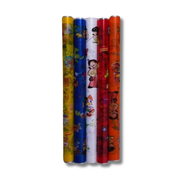Cartoon Print Notebook Cover Sheet Roll  14inch X 3meter Pack of 5 Roll - Top View