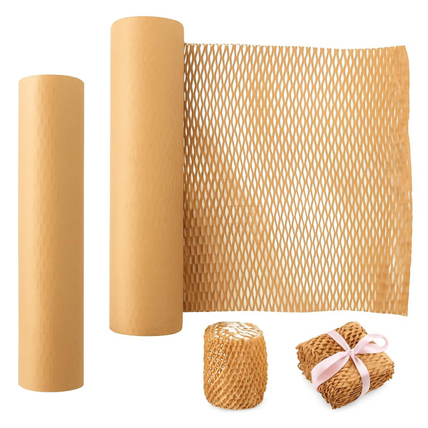 Honeycomb Paper (Set of 1, 390mm16inch x 250meter Brown Eco-Friendly Cushioning Wrap for Packing Fragile Items - Front View