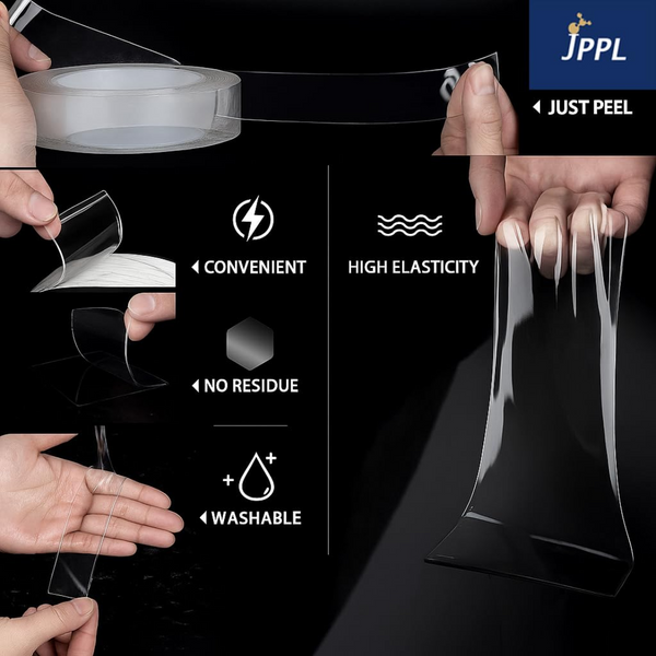 Nano Tape 3 Meter Transparent Double-Sided Adhesive Removable, Reusable, Waterproof Gel Grip 30mm Width (Set of 1) - Details Page View