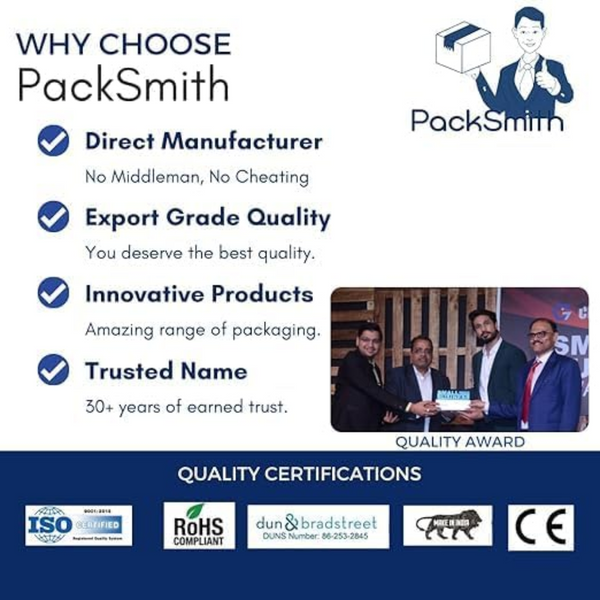 PackSmith Transparent Packing Tape 2 Inch x 65Mtr Clear Heavy Duty BOPP Adhesive Use For Shipping, Moving, Office, and Home Details View