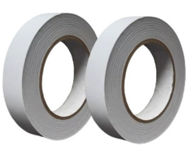 Packsmith_Double-Sided_Tissue_Tape_1_x_50m_Set_of_2_Rolls_Front_View_Strong_Adhesive_for_Crafts_DIY_Packaging