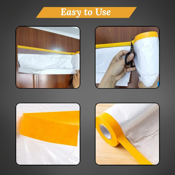 Pre-Taped Masking Sheet for Painting & Renovation Film - (Set of 1, 2700mm X 20 meter) - Used View