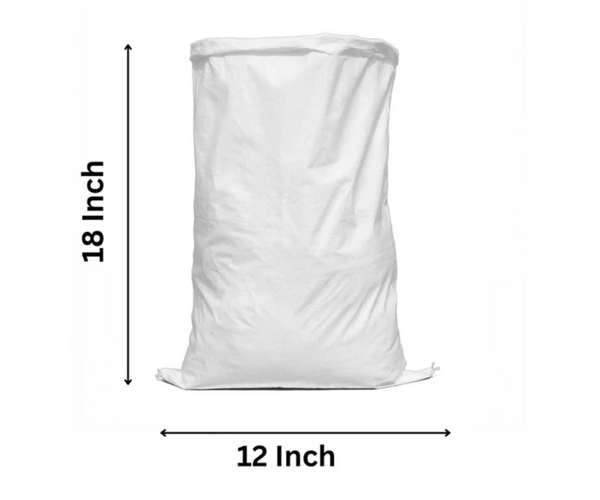 White Gunny Bags Heavy Duty Sack for Warehouse - Courier Storage & Multipurpose Use 12 x 18 inch Front View