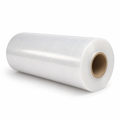 Clear stretch film roll 300 mm wide on a cardboard core