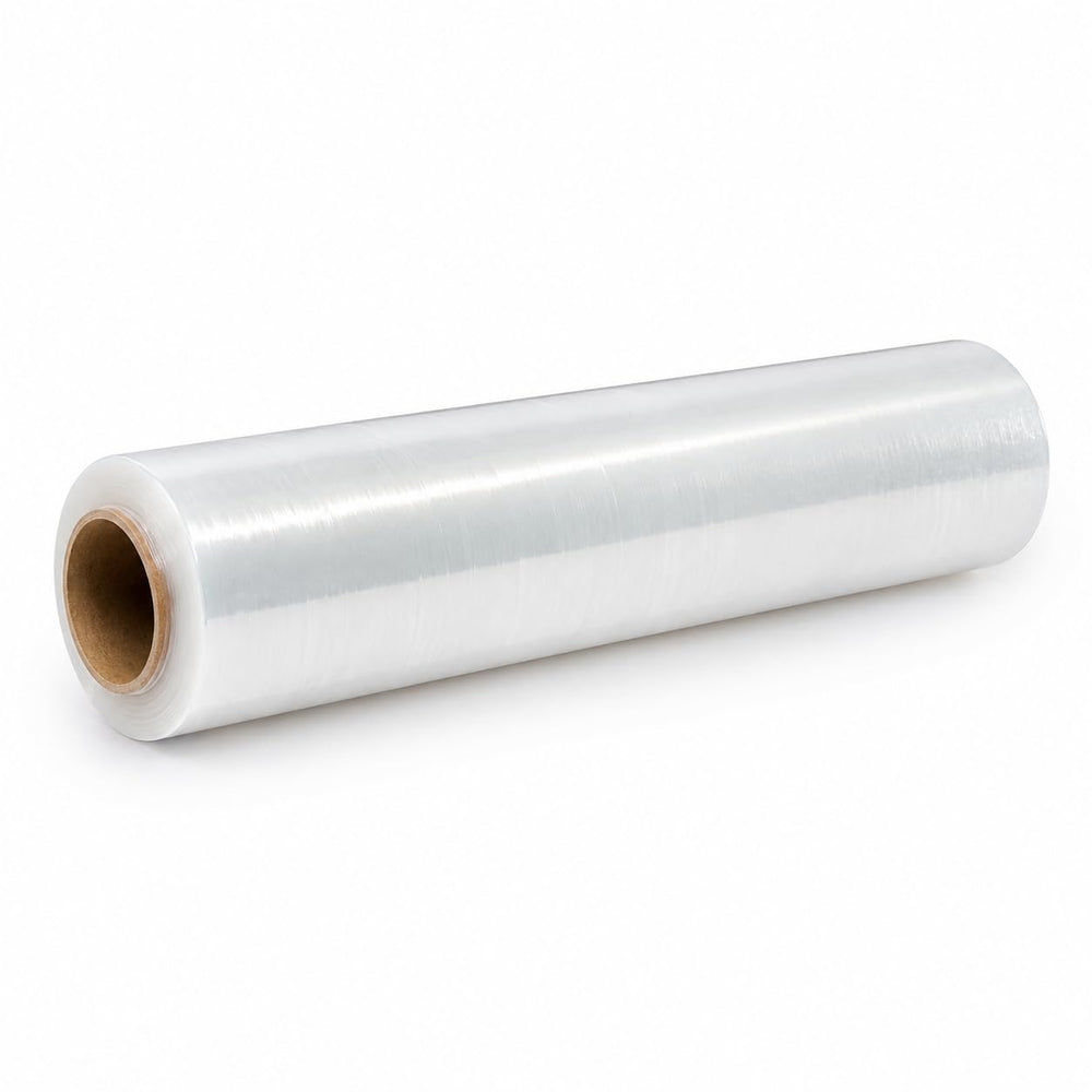 Transparent cling film roll for food wrapping, 12 inch wide