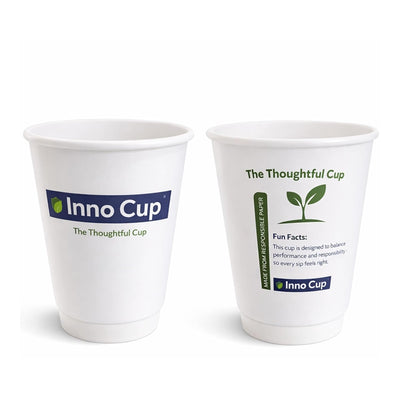 Inno Cup white paper cups, front and back print