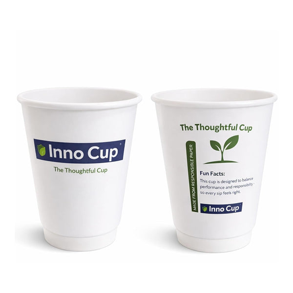 Inno Cup white paper cups, front and back print
