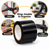 Black PVC insulation tape 2 inch roll with home, office, workshop and cable management uses