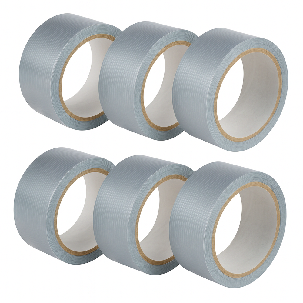 Grey Duct Tape 2 inch x 20 m – Waterproof, Set of 6 – 6 pack