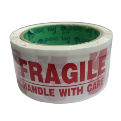 Fragile Printed Packing Tape 2 inch x 65 m – White – front view