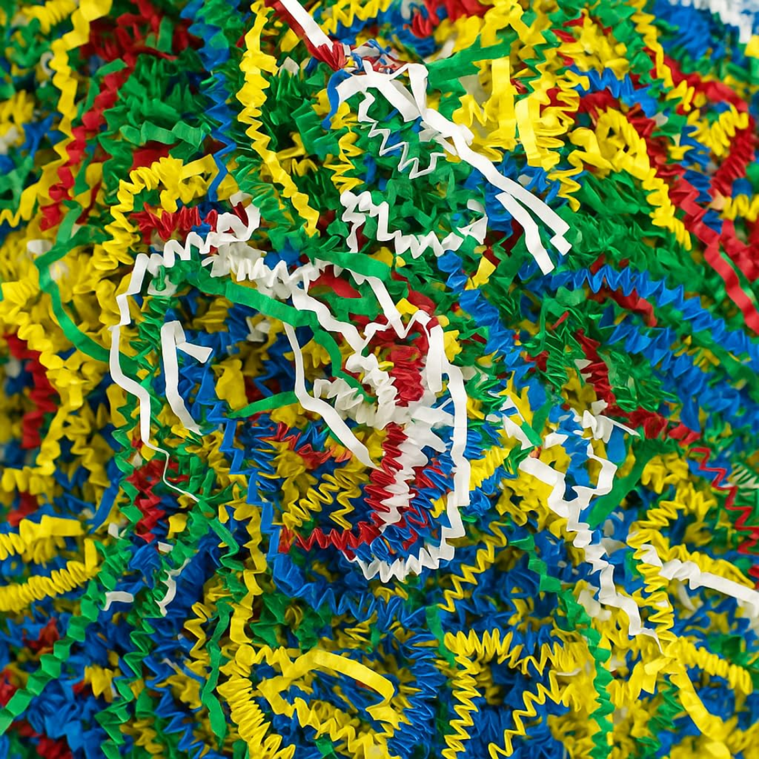 Crinkle/Shredded Paper Decorative for Packaging, Gift Wrapping, Crafts & Party Filler - Top View Multicolor