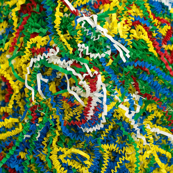 Crinkle/Shredded Paper Decorative for Packaging, Gift Wrapping, Crafts & Party Filler - Top View Multicolor