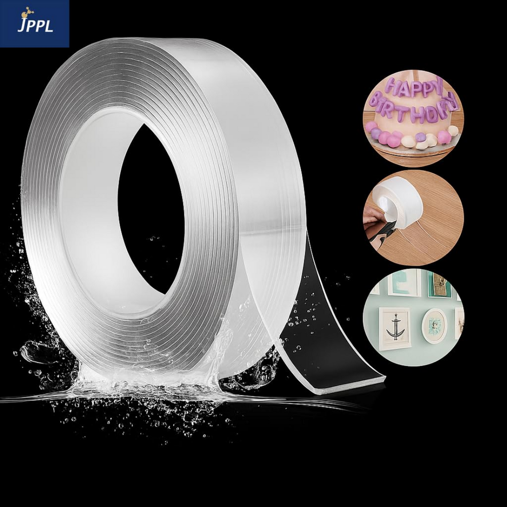 Nano Gel Tape 3 m x 30 mm – Double-Sided, Reusable – water action view