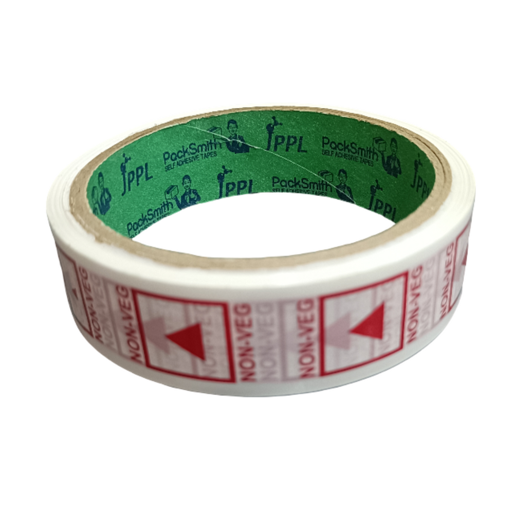 Non-veg marking tape 1 inch x 35 m, roll lying flat with the red print around the edge