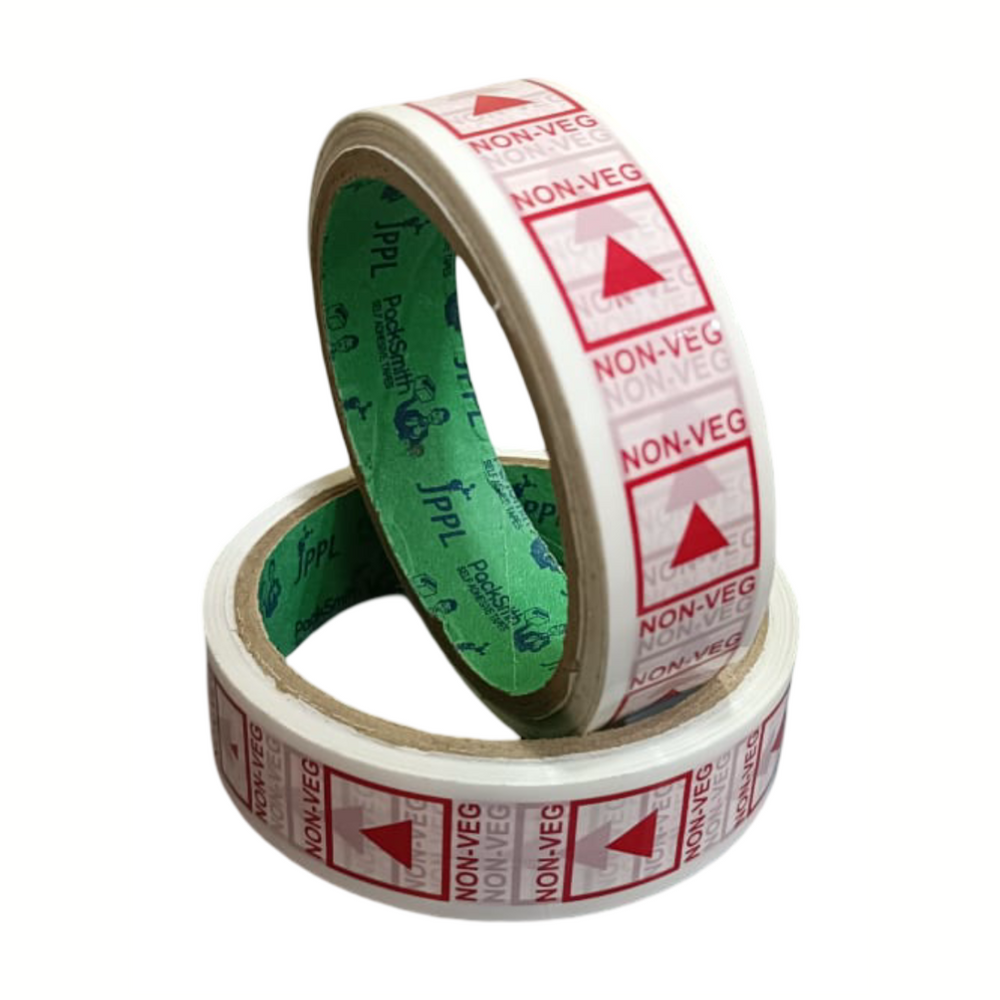 Non-veg marking tape 1 inch x 35 m, one roll standing inside another, side view