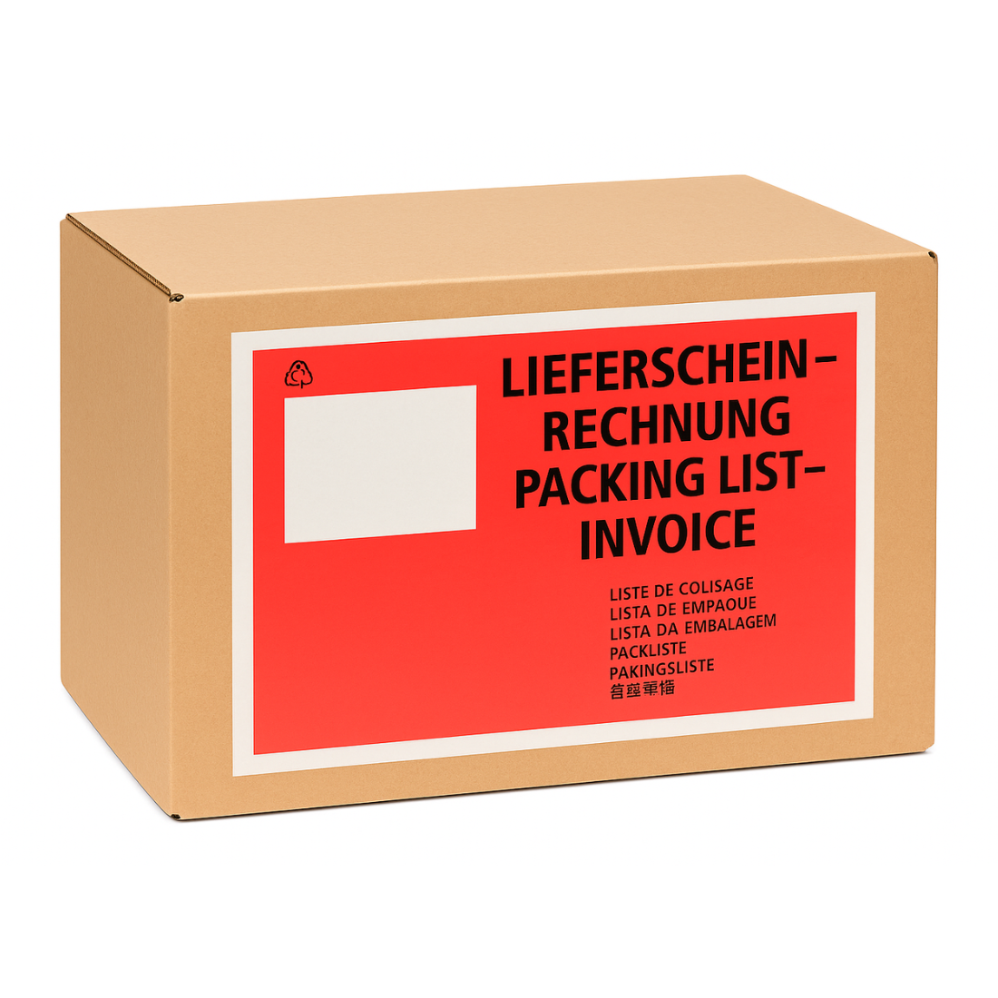 Premium Self Adhesive Transparent Delivery Note Bags Printed Waterproof Document Sleeves 9.5 x 4.5 Inch - Box With Front View