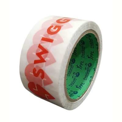 Food Delivery Tape for Swiggy Partners – White, 2 inch – front pack view