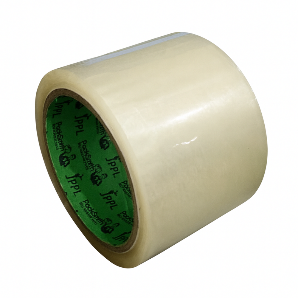 Clear Cello Tape 3 inch x 65 m – Set of 4 Rolls – front side view