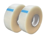 Transparent tape 2 inch x 300 m, pair of clear rolls on edge showing the blue tape tabs