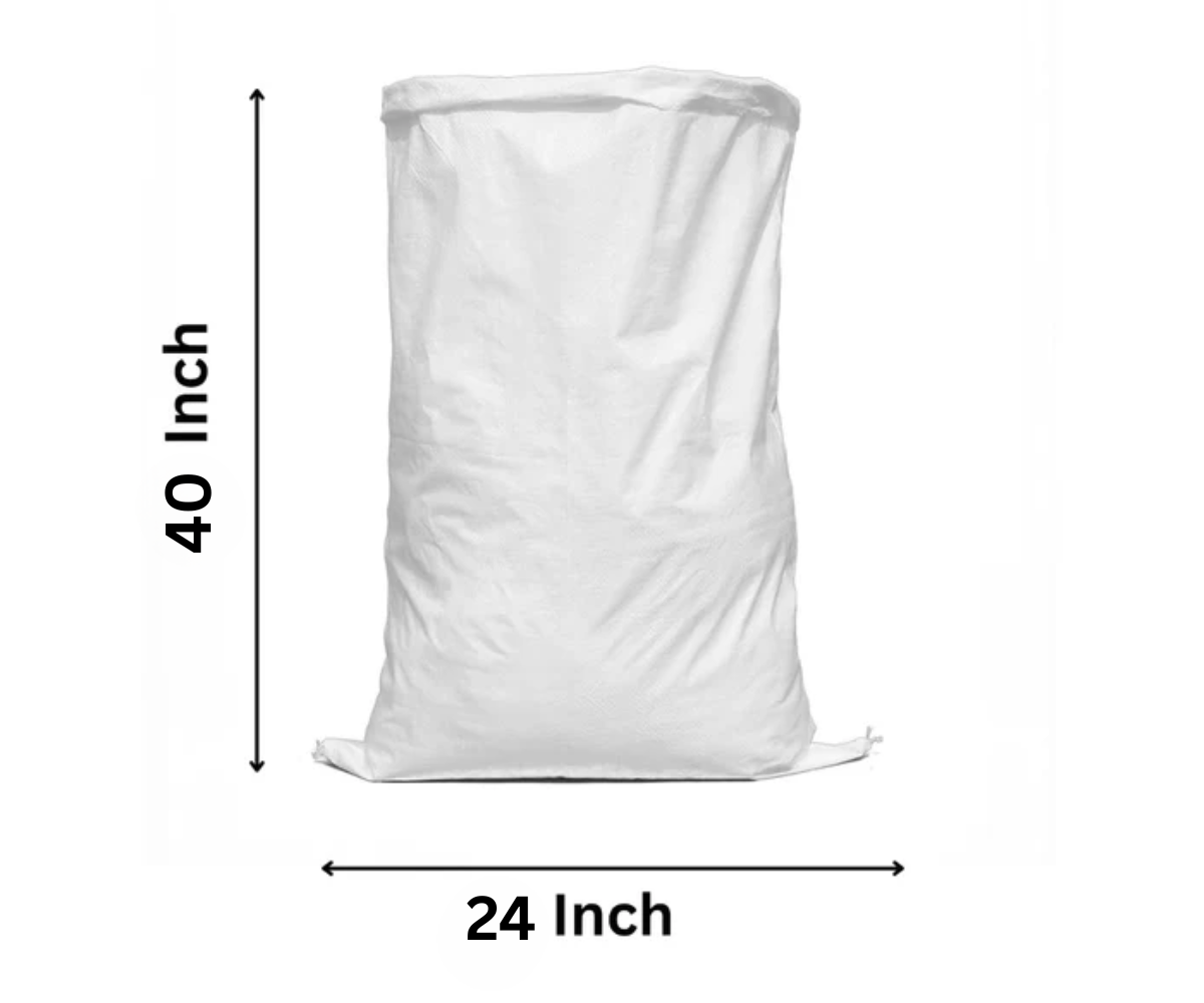 White Gunny Bags Heavy Duty Sack for Warehouse - Courier Storage & Multipurpose Use 40 x 24 inch Front View