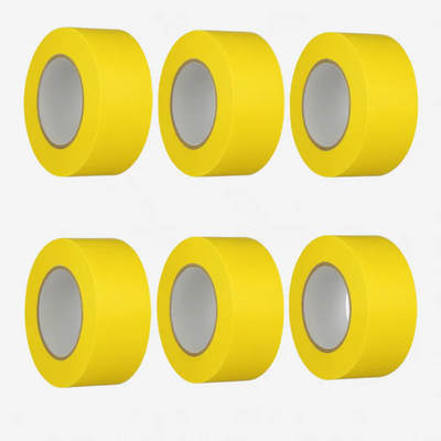 Yellow floor marking tape 2 inch x 25 m, pack of 6 rolls arranged in two rows