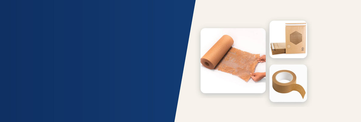 PackSmith honeycomb paper roll, honeycomb paper mailer and kraft paper tape